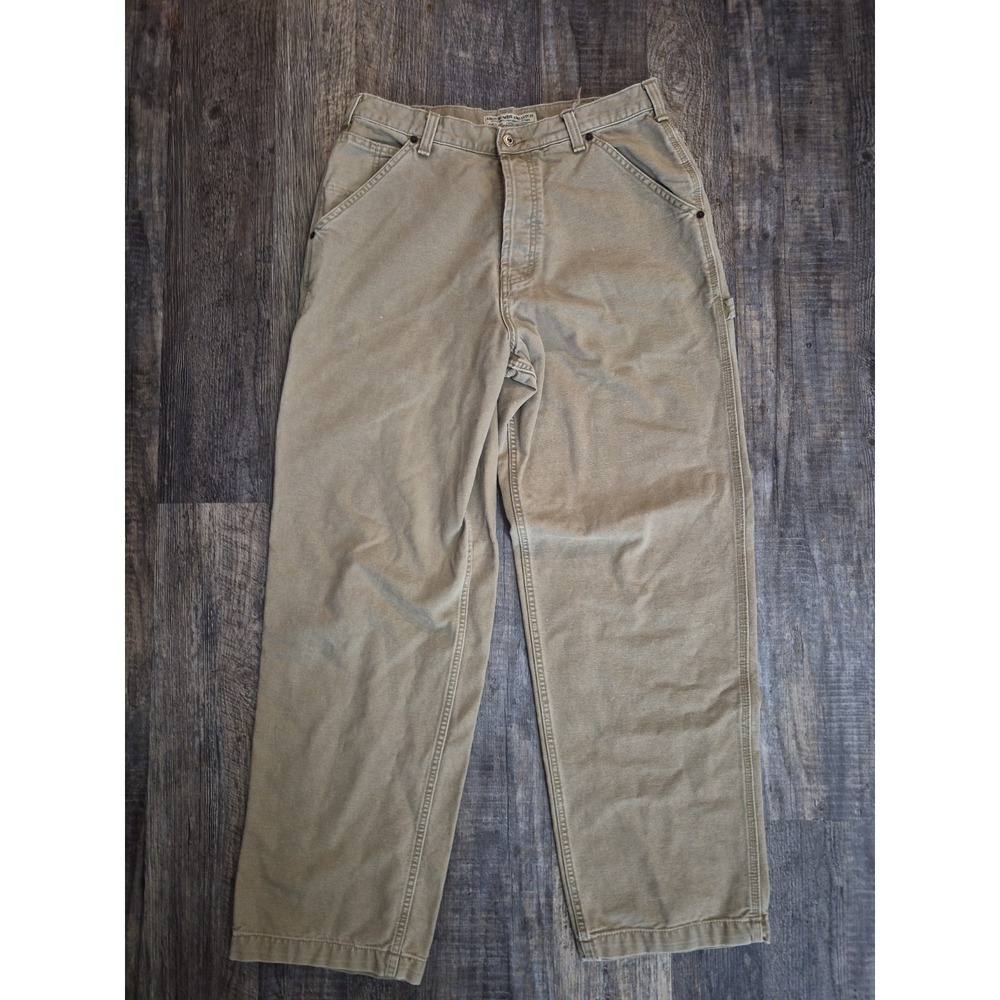 Vtg 1990s Abercrombie & Fitch Khaki Carpenter Pants Button Fly Made in USA - 32L